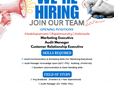 Marketing Executive, Audit Manager, Customer Relationship Executive