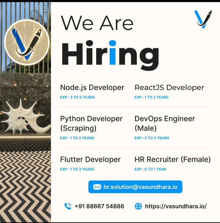 IT Jobs in Kakinada | Node.js, ReactJS, Python, Flutter Jobs – Vasundhara Solutions