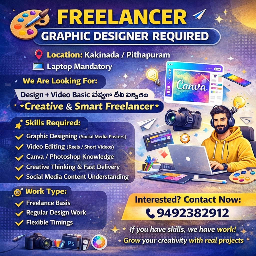 Freelancer Graphic Designer Required – Kakinada / Pithapuram