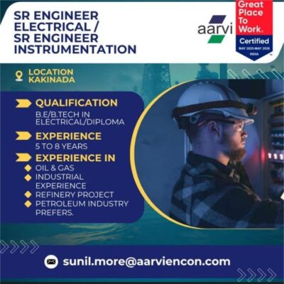 Senior Engineer Electrical & Instrumentation Jobs in Kakinada | Aarvi Encon