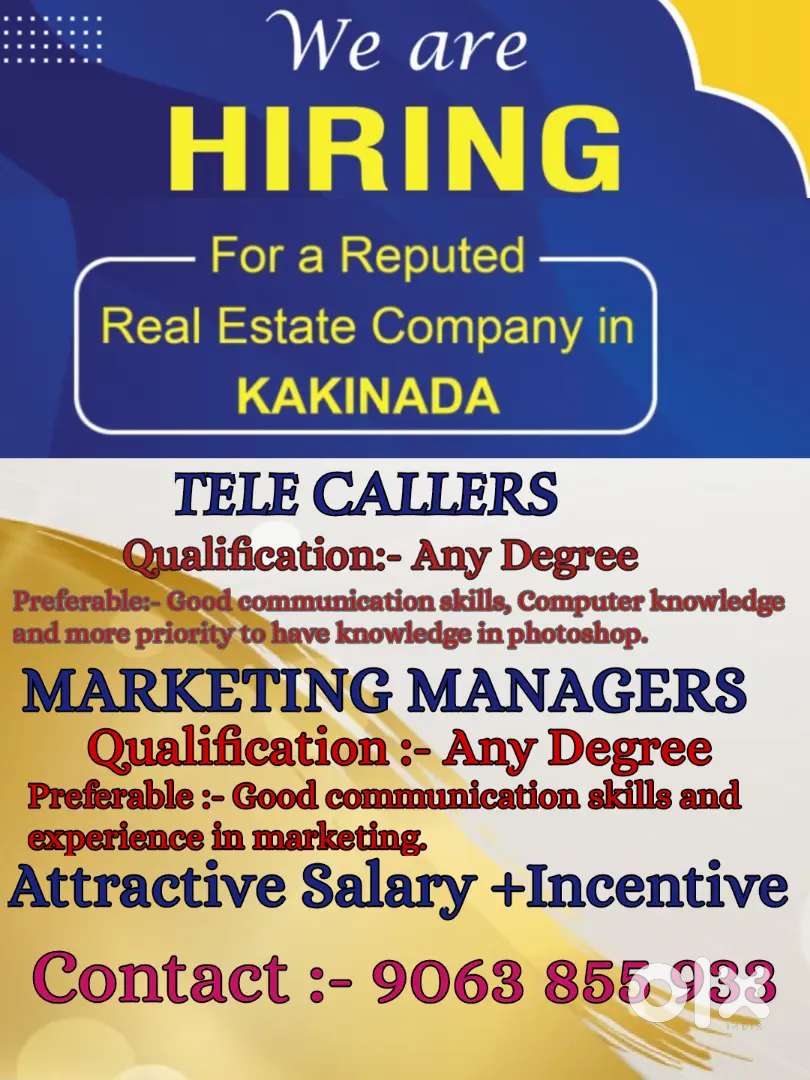 Tele Callers & Marketing Managers Jobs in Kakinada
