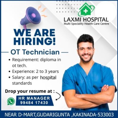 OT Technician Job in Kakinada – Laxmi Hospital Hiring