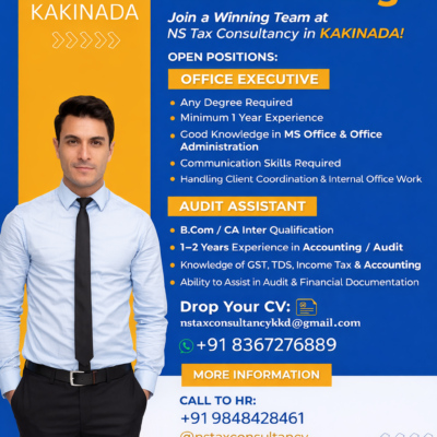 WE’RE HIRING Audit Assistant & Office Executive in Kakinada