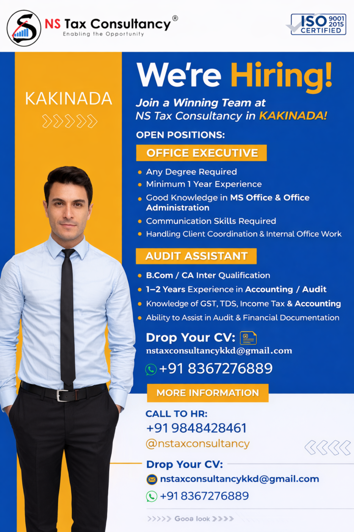 WE’RE HIRING Audit Assistant & Office Executive in Kakinada