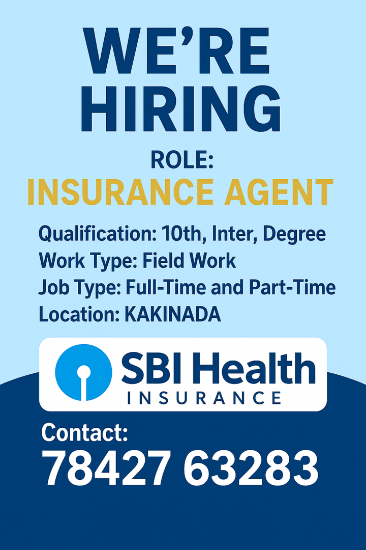 Insurance Agent Jobs in Kakinada | SBI Health Insurance Hiring