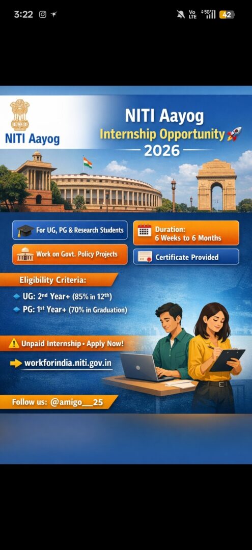 NITI Aayog Internship 2026 – Apply Now