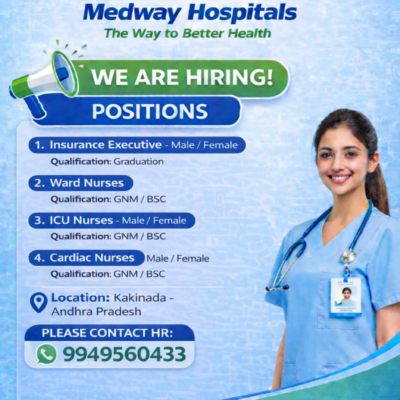 Medway Hospitals Hiring Nurses & Insurance Executive Jobs in Kakinada