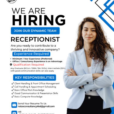 Receptionist Job in Kakinada | NS Tax Consultancy Hiring 2026