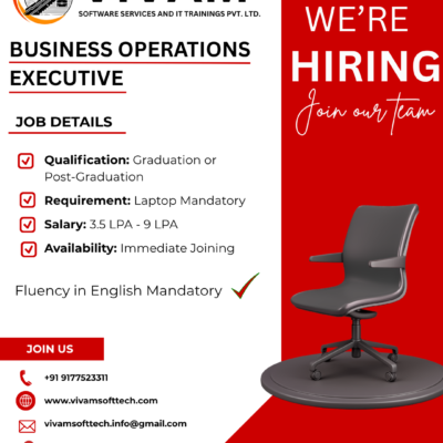 High Salary Business Operations Executive Jobs in Kakinada | Vivam Software Hiring (Up to 9 LPA)