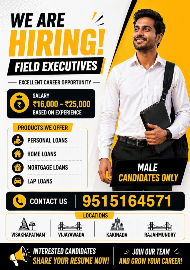 Field Executive Jobs in Kakinada | Loan Sales Hiring