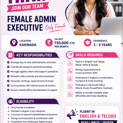 Female Admin Executive Jobs in Kakinada | Trusafe HR Solutions