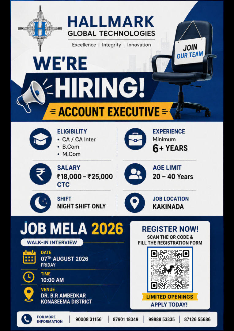 Account Executive Jobs in Kakinada 2026 | Hallmark Global Technologies Walk-in Interview