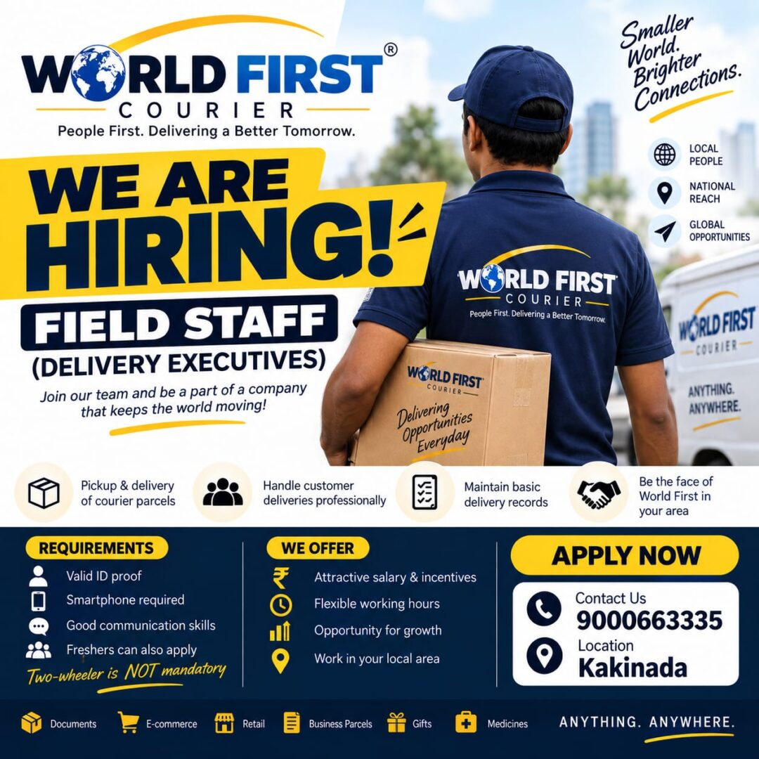Courier Delivery Jobs in Kakinada – Field Staff Required