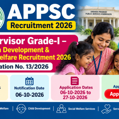 APPSC Supervisor Grade-I – Women Development & Child Welfare Recruitment 2026 – Notification 13/2026