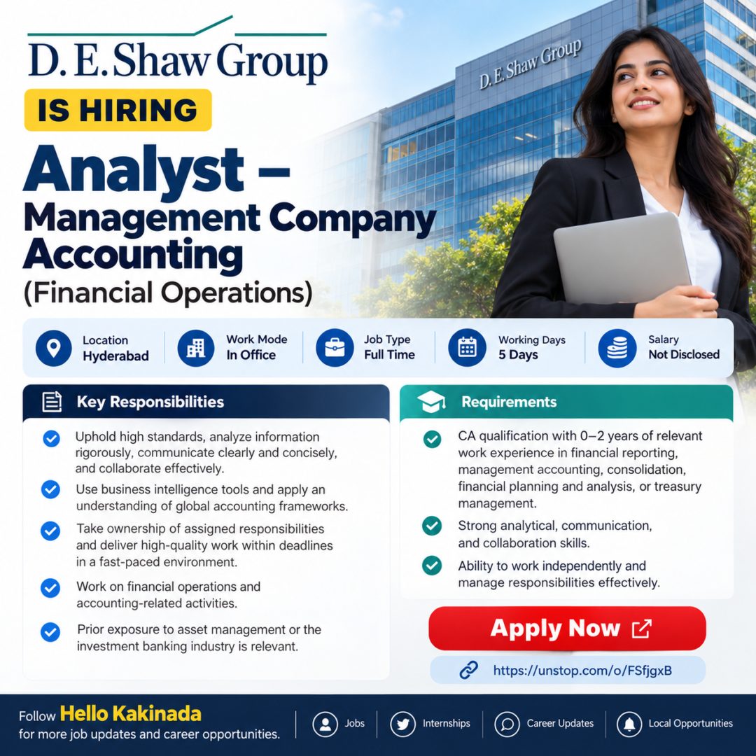 D. E. Shaw Group Hiring Analyst – Management Company Accounting in Hyderabad