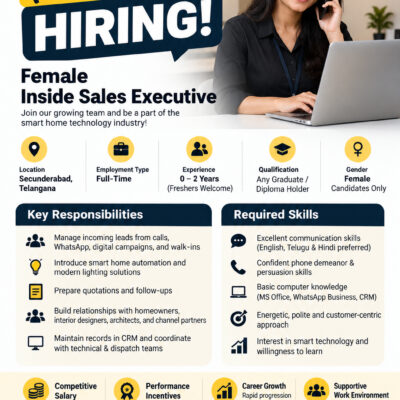 Female Inside Sales Executive Jobs in Secunderabad | Homevik